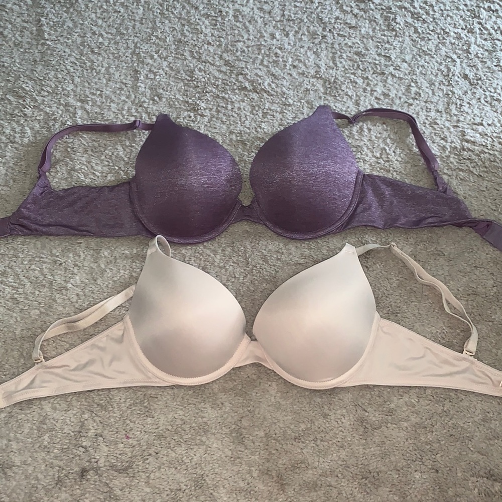 TWO VS pink bras